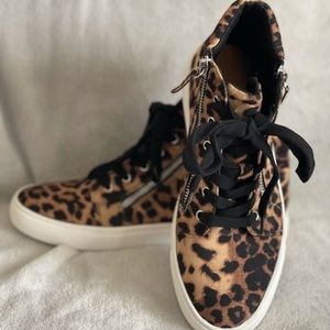 High Top Leopard Print Sneakers